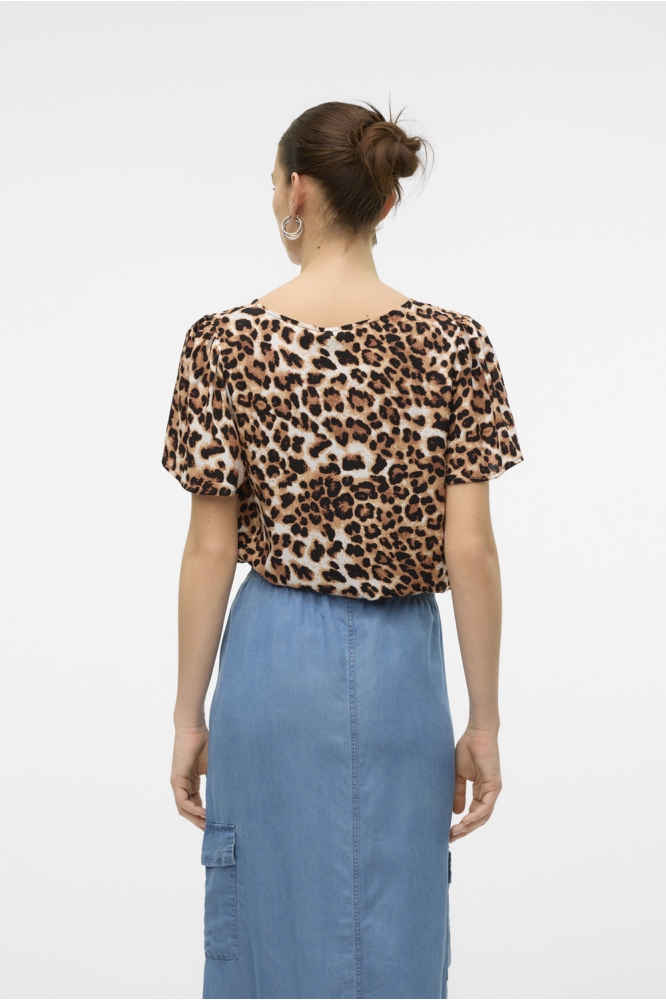VMEASY JOY V-NECK SS BLOUSE WVN GA 10307987 TAN/LEO